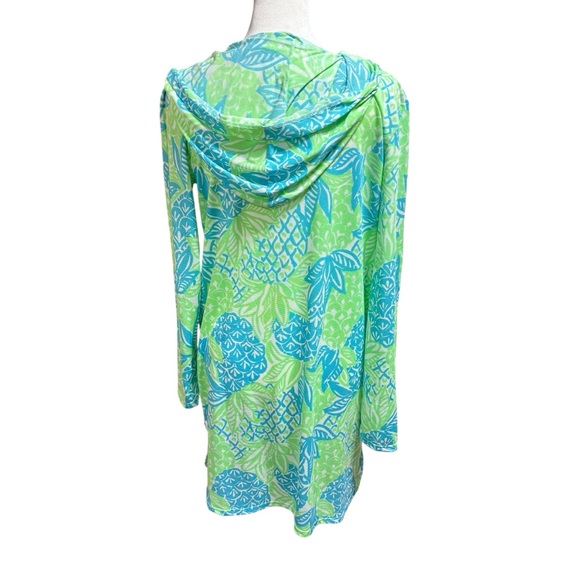 HIHO Green Turquoise Pineapple Print Hooded Tunic Swim Cover Up Small #57 - Picture 2 of 7